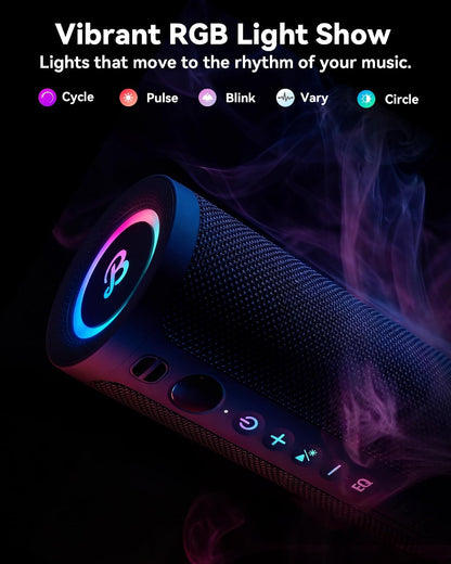 Roar 3 Portable Bluetooth Speaker,20W Powerful Sound with JIKE Bass,IPX6 Waterproof,24H Playtime,Bluetooth 5.4,RGB Lights,Wireless TWS Pairing,Outdoor for Camping and Beach (Pink)
