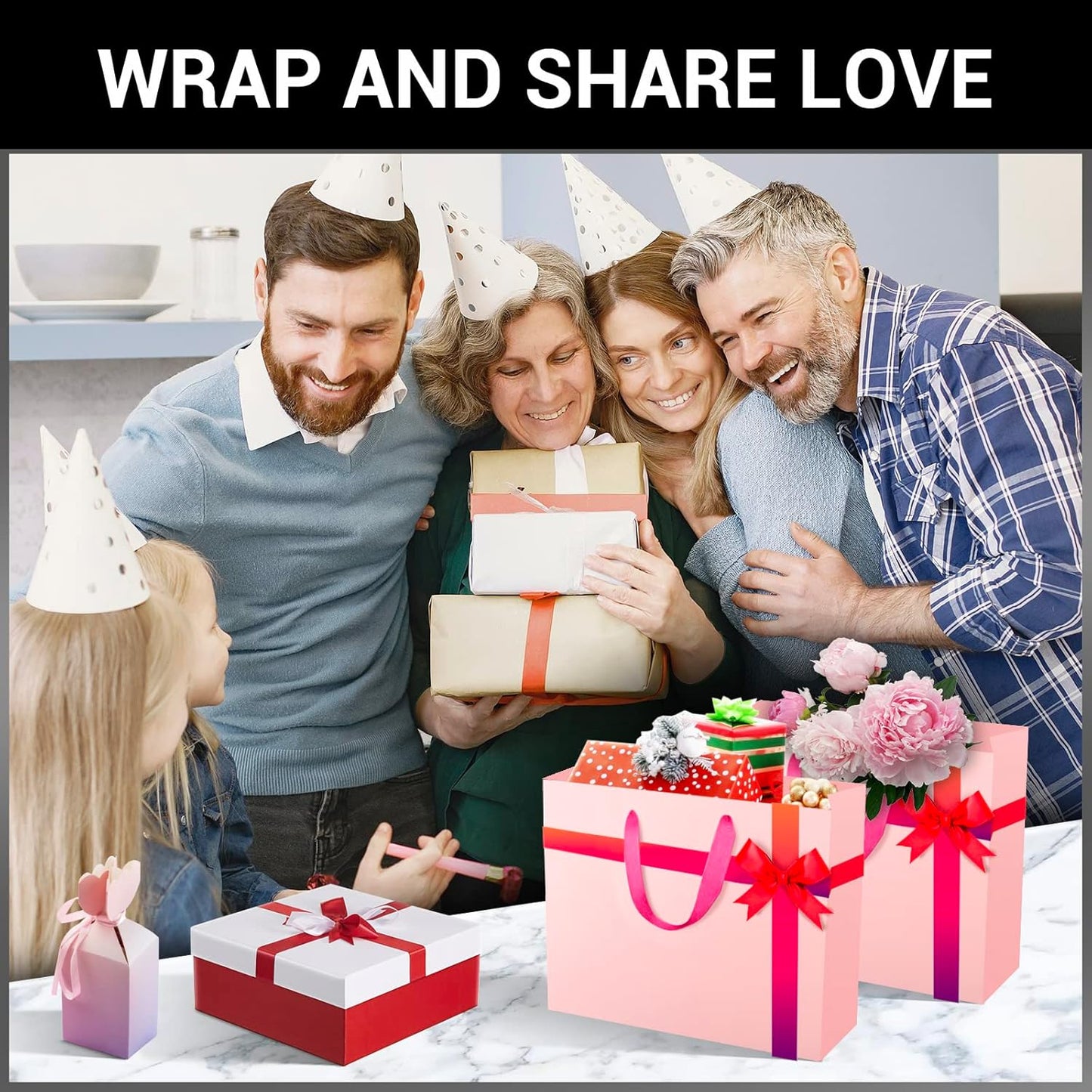EUSOAR Small Pink Gifts Wrap Bags, 30 Pack 8.6x3.9x7 inches Shopping Bags with Handles Bulk, Party Favor Wrapping Bags for Wedding, Craft Grocery, Boutique, Retail, Business