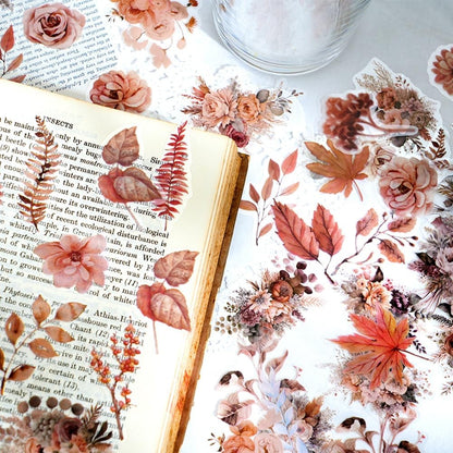 100 Pcs Pink Flower Stickers for Scrapbooking Junk Journal Notebook Diary Planner Letter Card Making Collage Envelope Water Bottle Phone Case Craft Decoration (Pink)