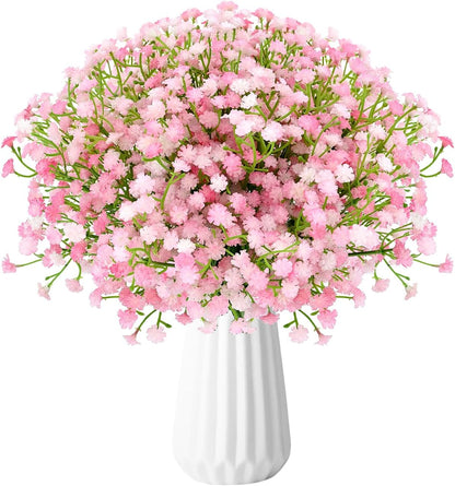 Babys Breath Artificial Flowers, 24Pcs Fake Baby Breath Flowers Artificial Bulk Faux Gypsophila Real Touch Flowers for Wedding DIY Bouquet Arrangement Party Home Garden Spring Decor, Pink