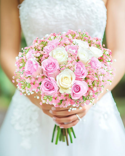 Babys Breath Artificial Flowers, 24Pcs Fake Baby Breath Flowers Artificial Bulk Faux Gypsophila Real Touch Flowers for Wedding DIY Bouquet Arrangement Party Home Garden Spring Decor, Pink