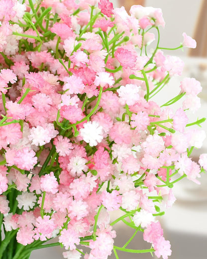 Babys Breath Artificial Flowers, 24Pcs Fake Baby Breath Flowers Artificial Bulk Faux Gypsophila Real Touch Flowers for Wedding DIY Bouquet Arrangement Party Home Garden Spring Decor, Pink
