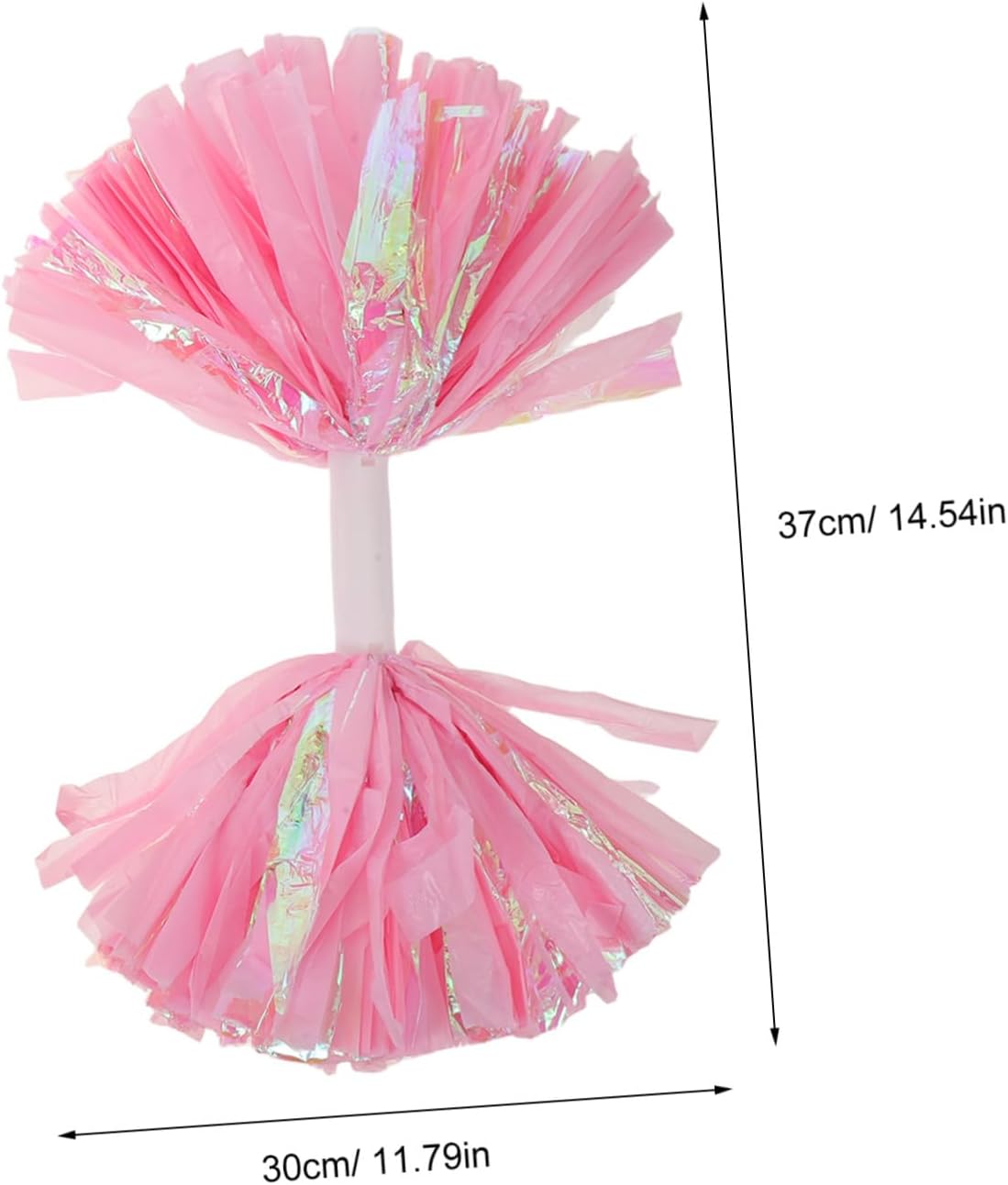 2pcs Cheerleader Pom Poms with Large Handle 6-inch Rainbow Matte Pink Sports Team Spirit Accessories for Dance Performances and Cheering