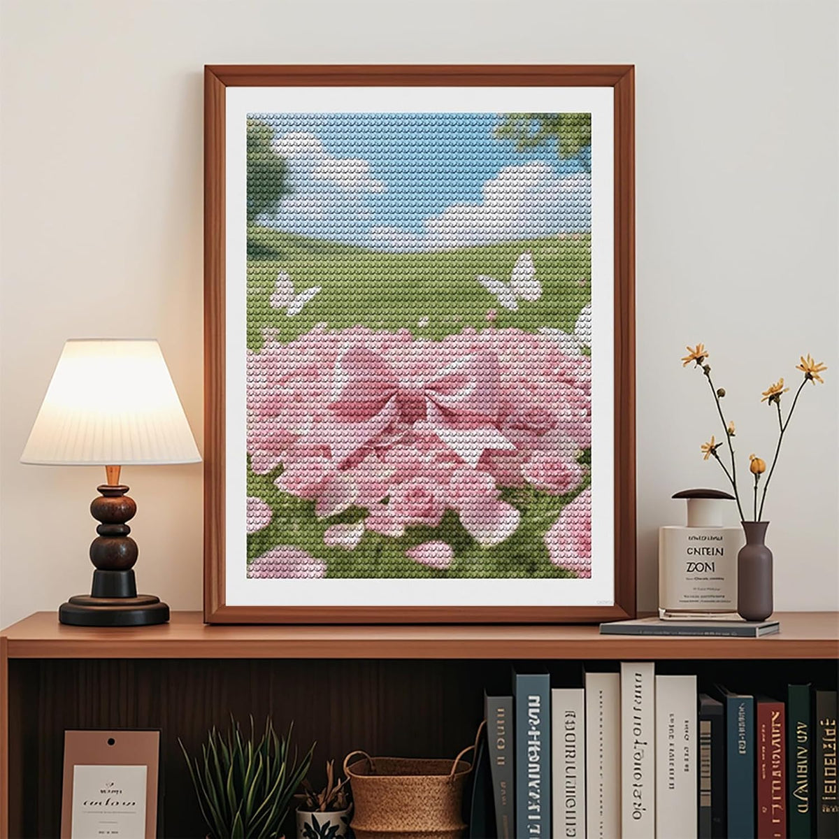 Pink Bow Floral 5D Diamond Painting Kit for Adults DIY Diamond Art Kits with Drill Tools Full Round Drill Gem Painting for Home Wall Decor, Beginner Friendly Craft Set Gift 12x16 inch