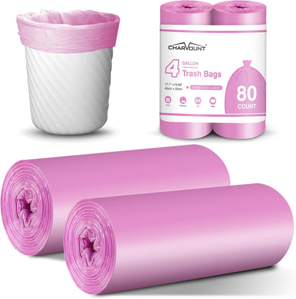 Small Trash Bags Bathroom, 4 Gallon Garbage Bags, 80 Count