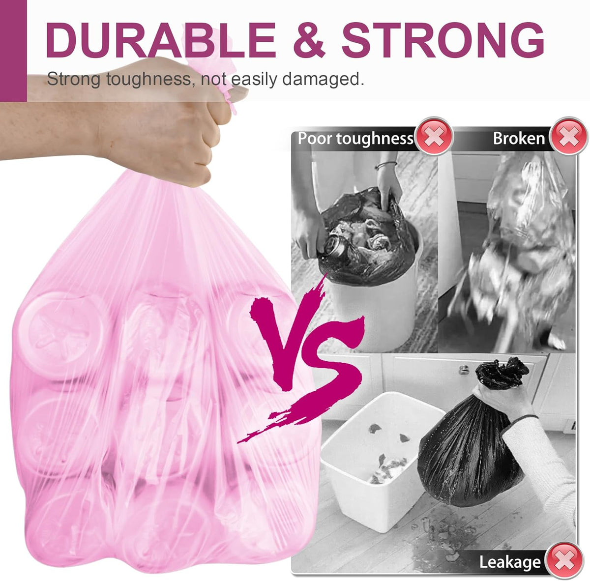 Small Trash Bags Bathroom, 4 Gallon Garbage Bags, 80 Count