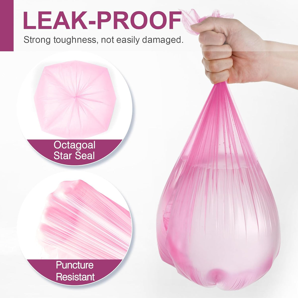 Small Trash Bags Bathroom, 4 Gallon Garbage Bags, 80 Count