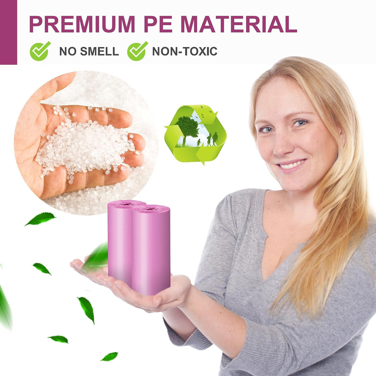 Small Trash Bags Bathroom, 4 Gallon Garbage Bags, 80 Count