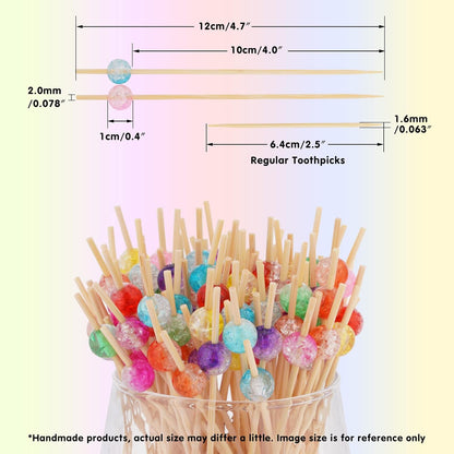 Fuchsia Pink Crackle Pearl Cocktail Picks, Fancy Toothpicks