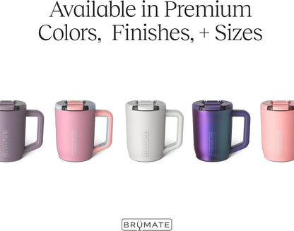 Müv - 15oz 100% Leak Proof Insulated Coffee Mug with Handle & Lid - Stainless Steel Coffee Travel Mug - Double Walled Coffee Cup (Neon Pink)
