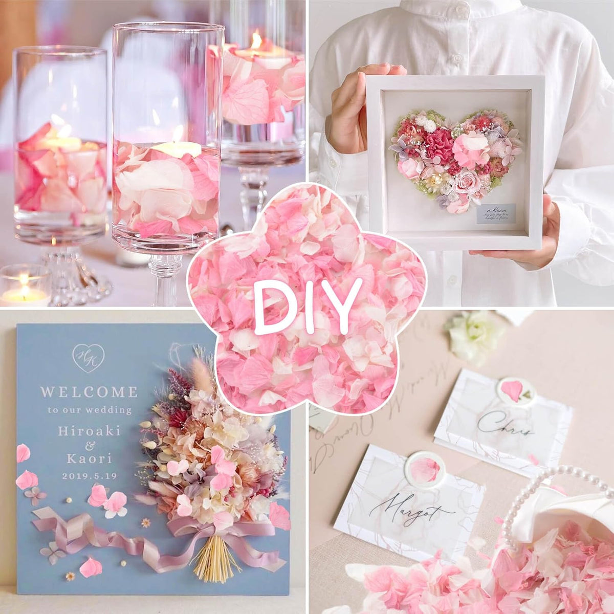 1500+ Real Dried Hydrangea Pink Flower Petals for Wedding Party Confetti
