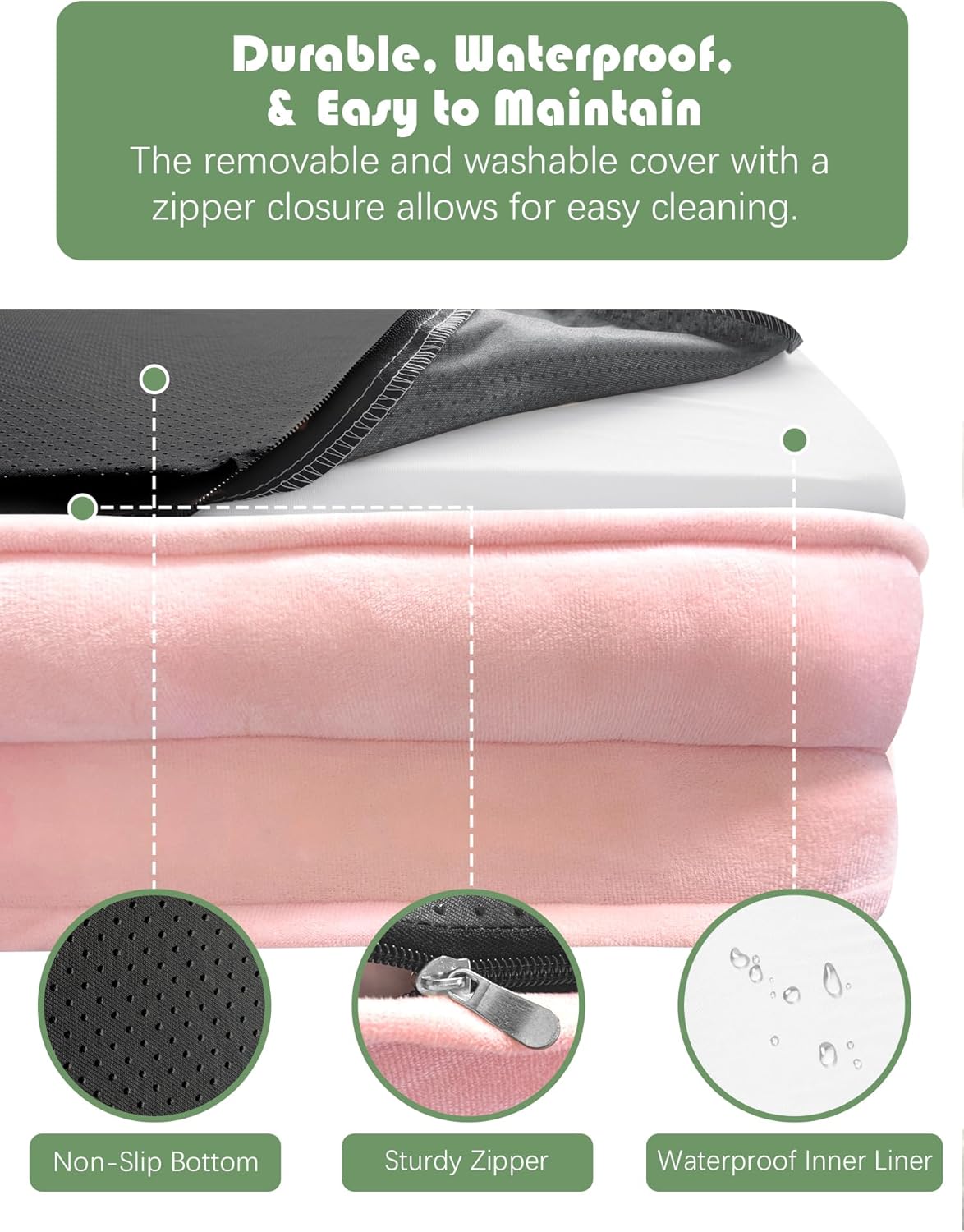 Orthopedic Dog Bed with Sides - Sofa Beds for Small Dogs, Supportive Foam Pet Couch Bed with Washable Removable Cover, Waterproof Lining and Non-Slip Bottom, Pink - S