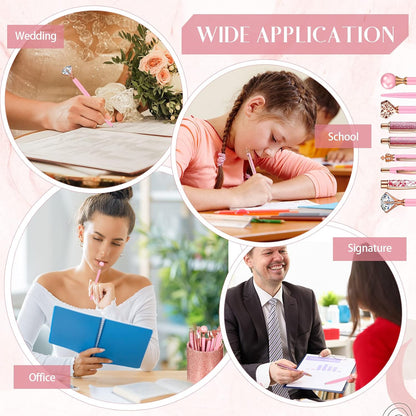 Janmini 9pcs Fancy Ballpoint Pens Glitter Journaling, Pink
