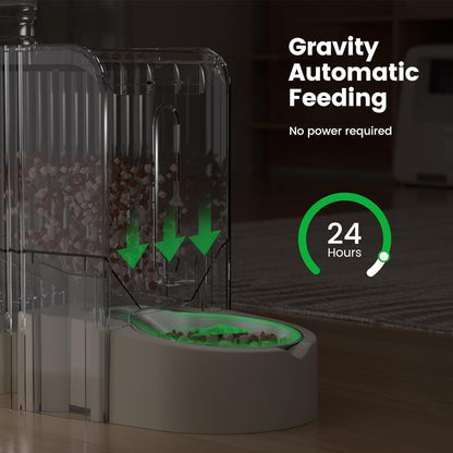 Gardner Pet Gravity Automatic 2-in-1 Pet Feeder, 0.8 Gallons*2 Cat Feeder and Water Dispenser Set, 100% BPA-Free Feeder and Stainless Steel Water Dispenser for Dogs, Cats, Rabbits, Puppies (Beige)