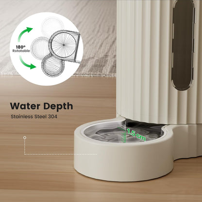 Gardner Pet Gravity Automatic 2-in-1 Pet Feeder, 0.8 Gallons*2 Cat Feeder and Water Dispenser Set, 100% BPA-Free Feeder and Stainless Steel Water Dispenser for Dogs, Cats, Rabbits, Puppies (Beige)