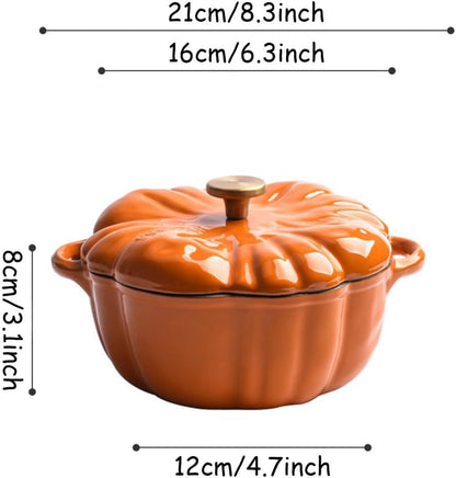 Pumpkin Shaped Dutch Oven Pot, Enameled Cast Iron Dutch Oven with Lid Non-Stick Stew Pot Crock Pots Stockpot for Soup Porridge Stew Gift, Halloween Decor Oven & Stove Safe,Pink