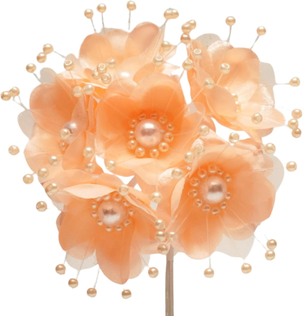 72PC Artificial Silk Pearl Spray Craft Flower for Home Craft Decor DIY Wedding Bridal Veil Headband Dress Cake Topper Embellishment Scrapbook Favor Corsage Floral Bouquet Arrangement (Peach)