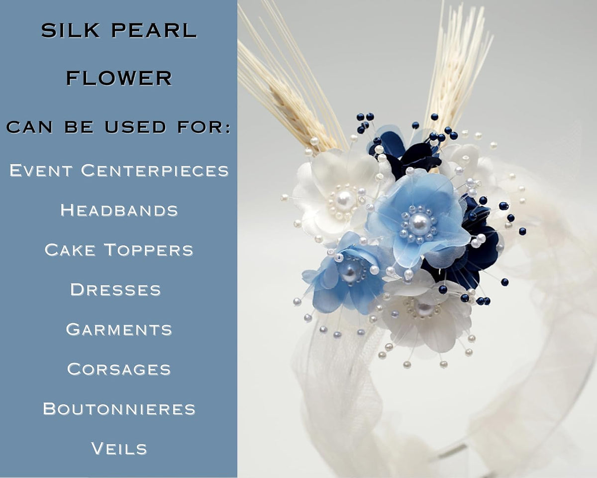72PC Artificial Silk Pearl Spray Craft Flower for Home Craft Decor DIY Wedding Bridal Veil Headband Dress Cake Topper Embellishment Scrapbook Favor Corsage Floral Bouquet Arrangement (Peach)