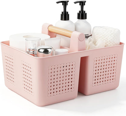 Portable Shower Caddy Basket Plastic Caddy Organizer with Handle Pink