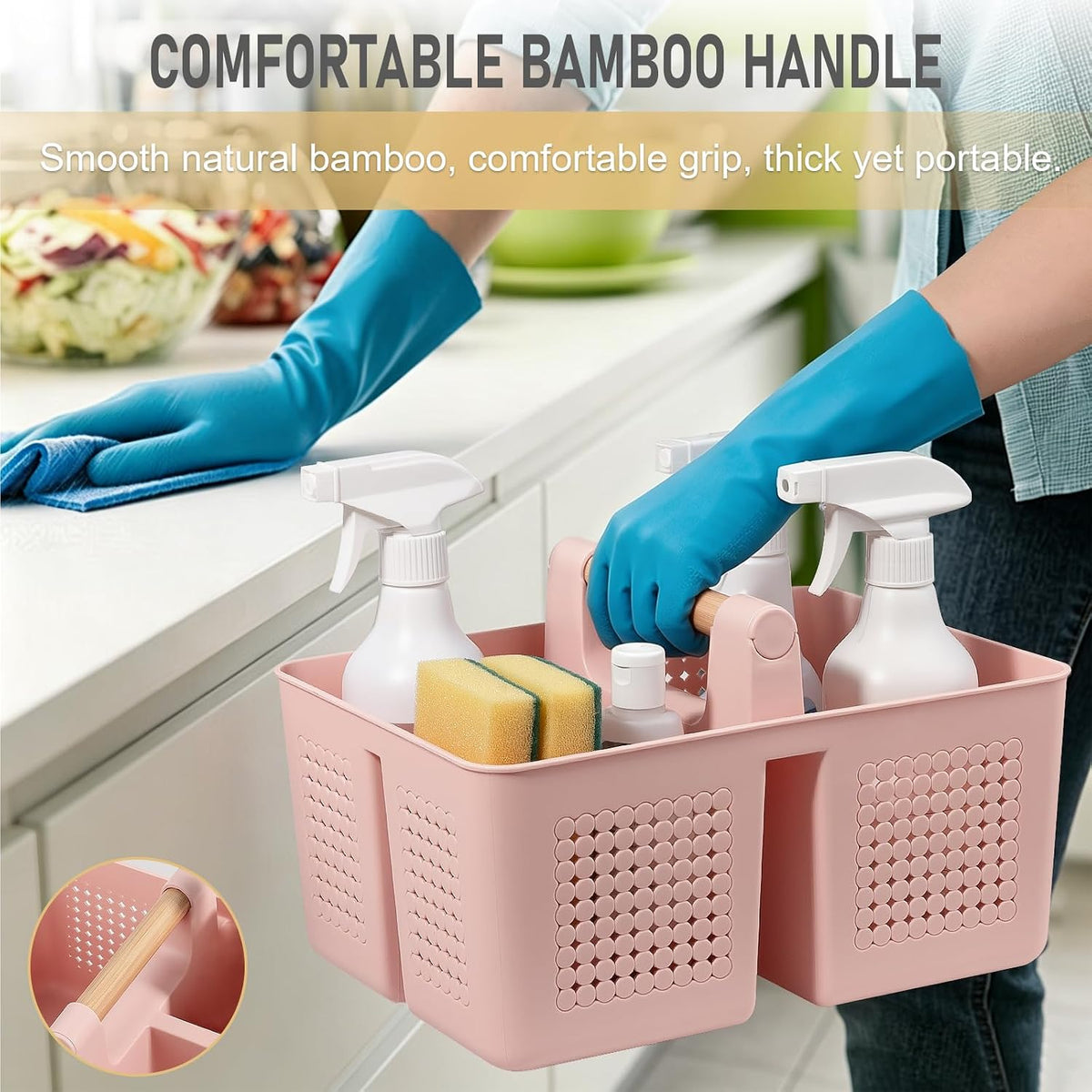 Portable Shower Caddy Basket Plastic Caddy Organizer with Handle Pink