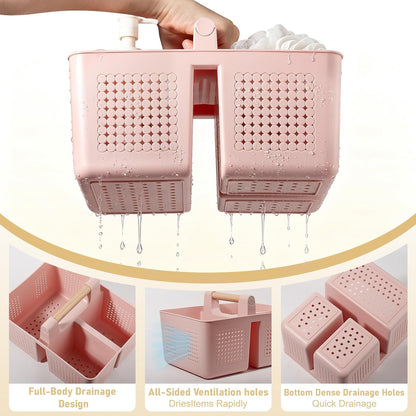 Portable Shower Caddy Basket Plastic Caddy Organizer with Handle Pink