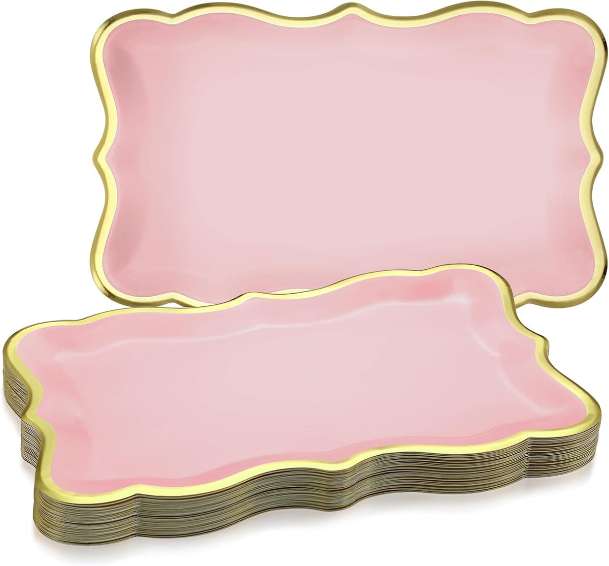 24 Pcs 9" x 13" Pink Disposable Paper Serving Trays and Platters Food Platters for Parties White Trays Cupcake Platter Bandejas Decorativas para Fiestas for Birthday Party Weddings