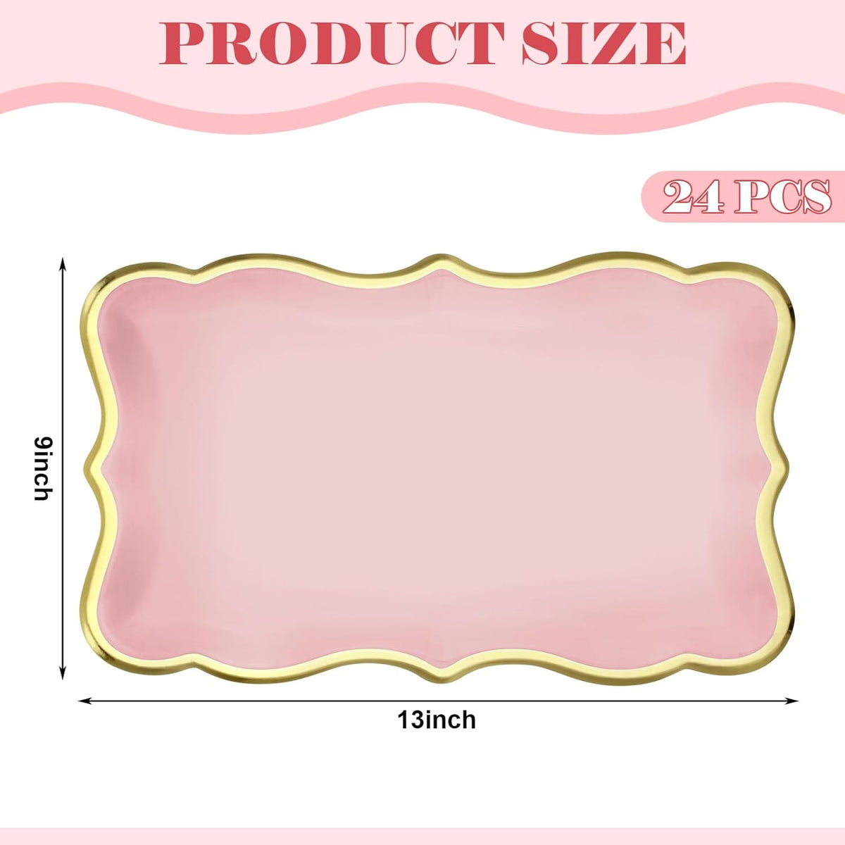 24 Pcs 9" x 13" Pink Disposable Paper Serving Trays and Platters Food Platters for Parties White Trays Cupcake Platter Bandejas Decorativas para Fiestas for Birthday Party Weddings