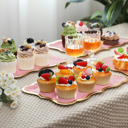 24 Pcs 9" x 13" Pink Disposable Paper Serving Trays and Platters Food Platters for Parties White Trays Cupcake Platter Bandejas Decorativas para Fiestas for Birthday Party Weddings