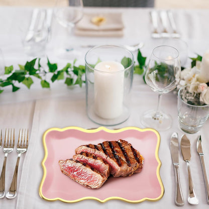 24 Pcs 9" x 13" Pink Disposable Paper Serving Trays and Platters Food Platters for Parties White Trays Cupcake Platter Bandejas Decorativas para Fiestas for Birthday Party Weddings
