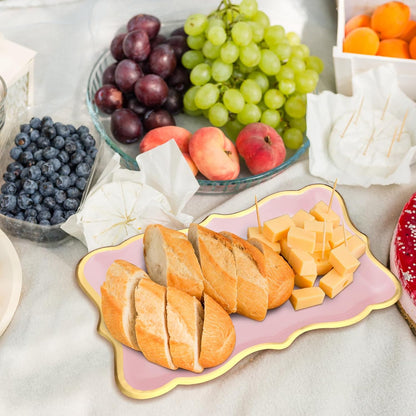 24 Pcs 9" x 13" Pink Disposable Paper Serving Trays and Platters Food Platters for Parties White Trays Cupcake Platter Bandejas Decorativas para Fiestas for Birthday Party Weddings