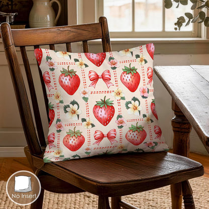Pink Bow Strawberry Decorative Throw Pillow Covers 18 x 18 Set of 4