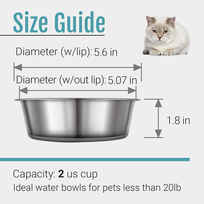 PEGGY11 Nonslip Stainless Steel Dog Cat Bowls, 2 US Cup, 2 Count