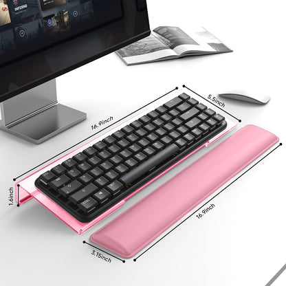Computer Keyboard Stand and Wrist Rest Set, Keyboard Holder with Wrist Pad, Computer Wrist Support Pad, Keyboard Riser Holder with Wrist Pad for Office Home(Pink)
