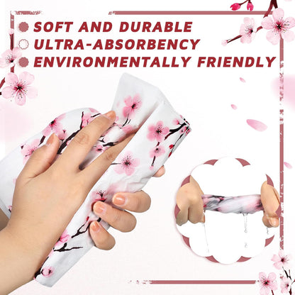 Spiareal 200 Pcs Disposable Paper Hand Towels, Pink Cherry Blossom Decorative Guest Napkins, Floral Paper Napkins for Bathroom, Wedding, Party, Bridal Shower, Birthday, Dinner