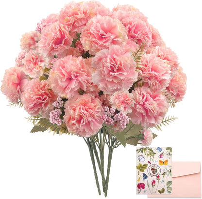 16 Large Blooms Artificial Carnations Bulk with 24 Mini Blooms,Silk Pink Carnations Artificial Flowers with 2 Sizes Blooms & Leaves for Mothers Day Wedding Home Decor