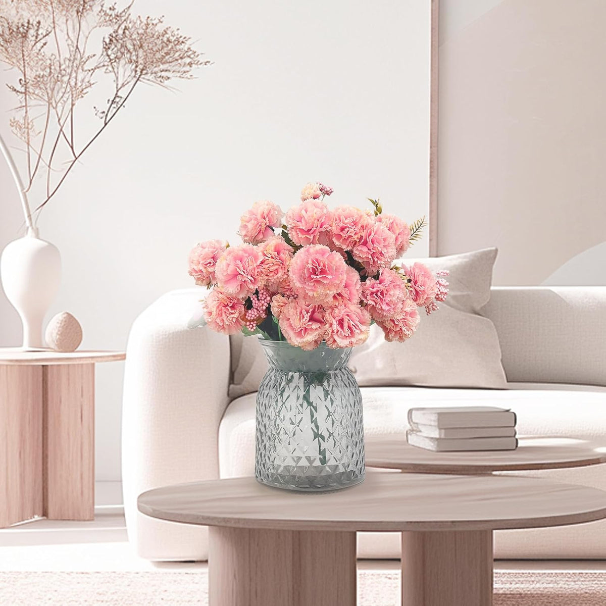 16 Large Blooms Artificial Carnations Bulk with 24 Mini Blooms,Silk Pink Carnations Artificial Flowers with 2 Sizes Blooms & Leaves for Mothers Day Wedding Home Decor