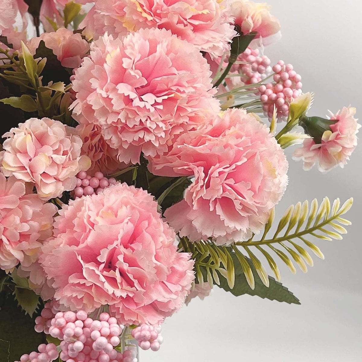 16 Large Blooms Artificial Carnations Bulk with 24 Mini Blooms,Silk Pink Carnations Artificial Flowers with 2 Sizes Blooms & Leaves for Mothers Day Wedding Home Decor