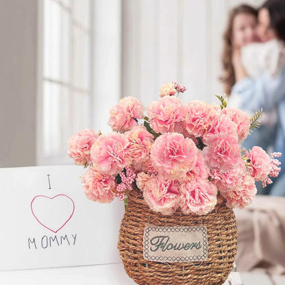 16 Large Blooms Artificial Carnations Bulk with 24 Mini Blooms,Silk Pink Carnations Artificial Flowers with 2 Sizes Blooms & Leaves for Mothers Day Wedding Home Decor