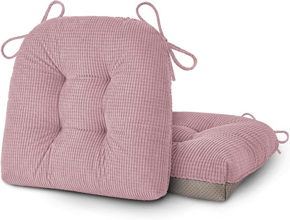 Dining Chair Cushions Set of 2 with Ties 18"x16.5"x3" Light Pink