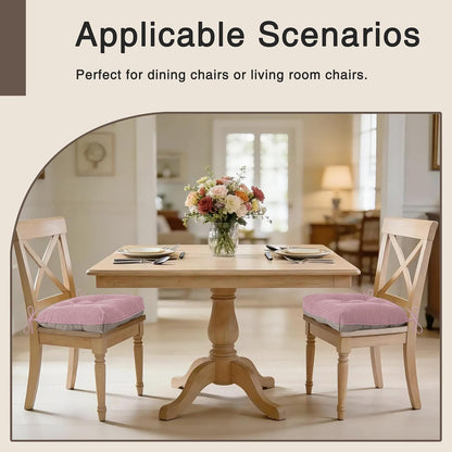 Dining Chair Cushions Set of 2 with Ties 18"x16.5"x3" Light Pink
