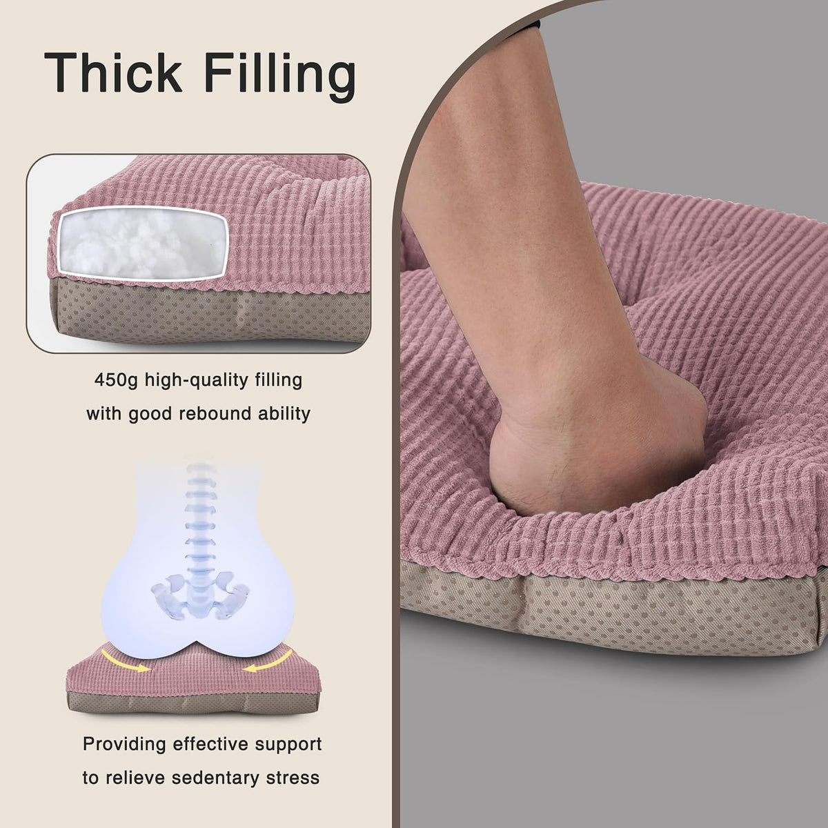 Dining Chair Cushions Set of 2 with Ties 18"x16.5"x3" Light Pink