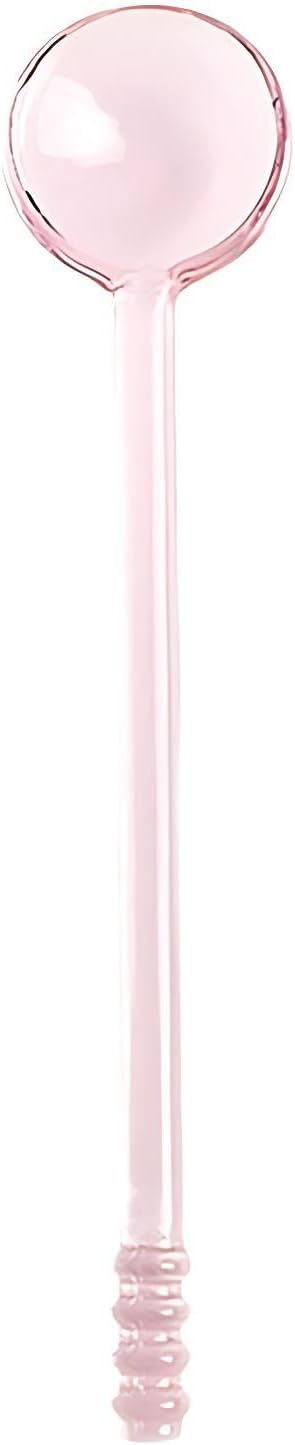 Demitasse Espresso Spoons 5.6 Inch Glass Small Spoons for Tea Stirring Rod Mixing Candy Color Teaspoons Salt Sugar Spice Ice Cream Yogurt Jam Dessert Scoop (Pink)