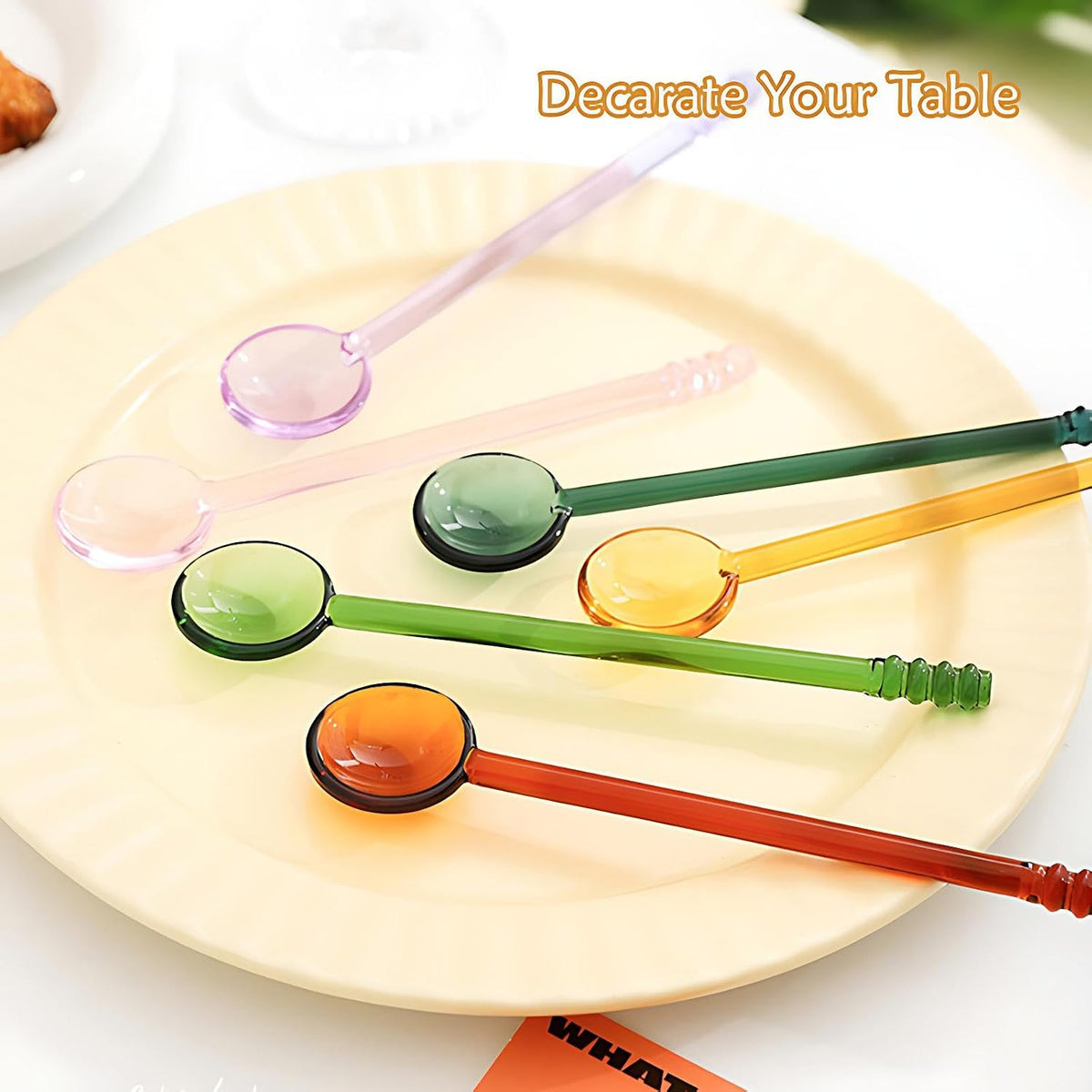 Demitasse Espresso Spoons 5.6 Inch Glass Small Spoons for Tea Stirring Rod Mixing Candy Color Teaspoons Salt Sugar Spice Ice Cream Yogurt Jam Dessert Scoop (Pink)