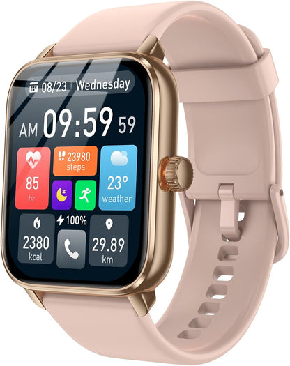 Smart Watches for Men Women with Alexa Built-in, Bluetooth Call, 1.85" HD Touchscreen, 120+ Sport Modes, IP68 Waterproof, 7-Day Battery, 24/7 Heart Rate & Sleep Monitor for Android iPhone (Pink)