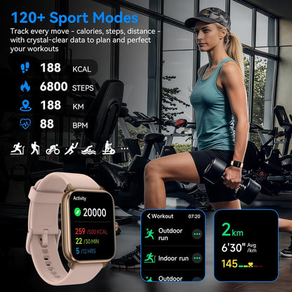 Smart Watches for Men Women with Alexa Built-in, Bluetooth Call, 1.85" HD Touchscreen, 120+ Sport Modes, IP68 Waterproof, 7-Day Battery, 24/7 Heart Rate & Sleep Monitor for Android iPhone (Pink)