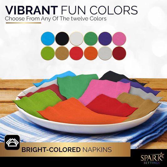 100 Pack Gold Beverage Napkins, Big Party Pack, 2 Ply, Ideal for Wedding, Party, Birthday, Dinner, Lunch, Cocktails. (5” x 5”) by Amcrate