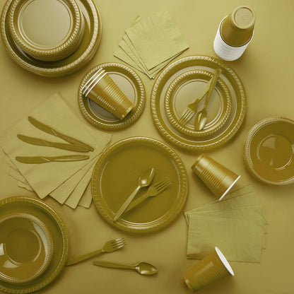 100 Pack Gold Beverage Napkins, Big Party Pack, 2 Ply, Ideal for Wedding, Party, Birthday, Dinner, Lunch, Cocktails. (5” x 5”) by Amcrate