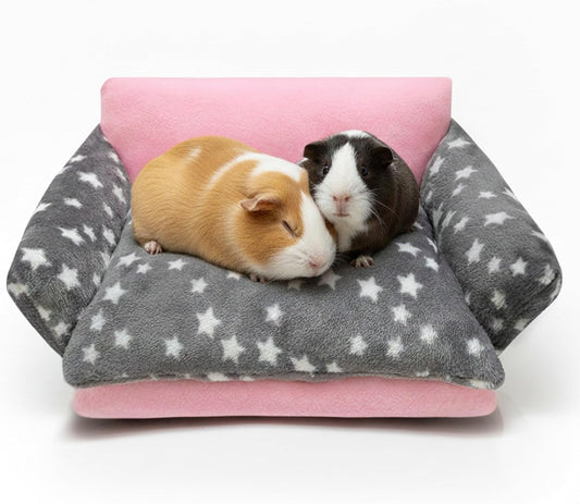 Guinea Pig Sofa Bed, Soft Cute Star Small Animal Sleeping Bed Also for Rabbit, Bunny, Chinchilla, Hedgehog,Hamster, Washable Fleece Guinea Pig Cage Bedding