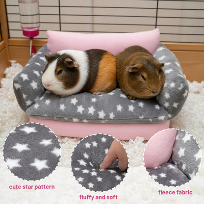 Guinea Pig Sofa Bed, Soft Cute Star Small Animal Sleeping Bed Also for Rabbit, Bunny, Chinchilla, Hedgehog,Hamster, Washable Fleece Guinea Pig Cage Bedding