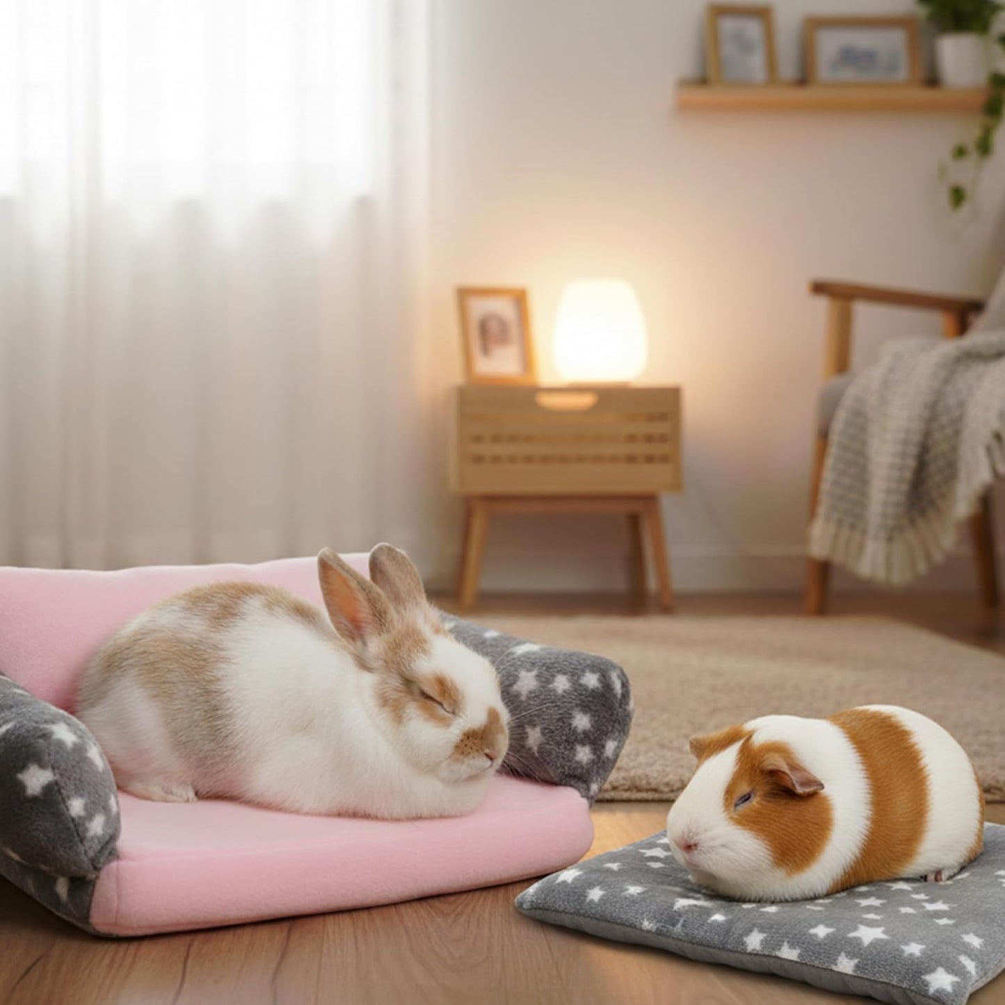 Guinea Pig Sofa Bed, Soft Cute Star Small Animal Sleeping Bed Also for Rabbit, Bunny, Chinchilla, Hedgehog,Hamster, Washable Fleece Guinea Pig Cage Bedding